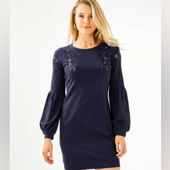 Lilly Pulitzer Dresses & Skirts - Lilly Pulitzer Bartlett Embroidered Sequined Sweater Dress Size S